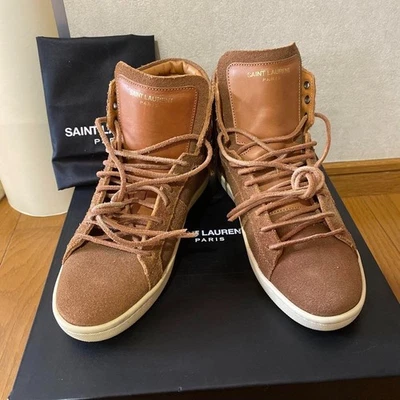 Saint Laurent Tenis Zapatos Gamuza Marrón Corte Alto Para Mujer US6 / JP23 con caja NUEVO Foto 1 de 4