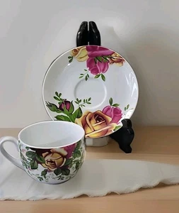 Vintage Royal Albert Country Roses Chintz Coffee Tea Cup & Saucer Set - Picture 1 of 7