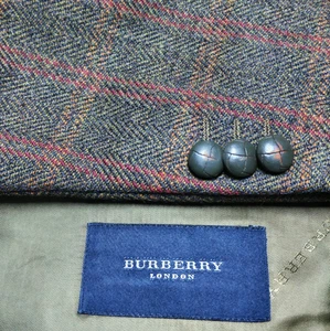Vintage Burberry London all worsted Windowpane classic hunting jacket blazer 40R - Picture 1 of 14