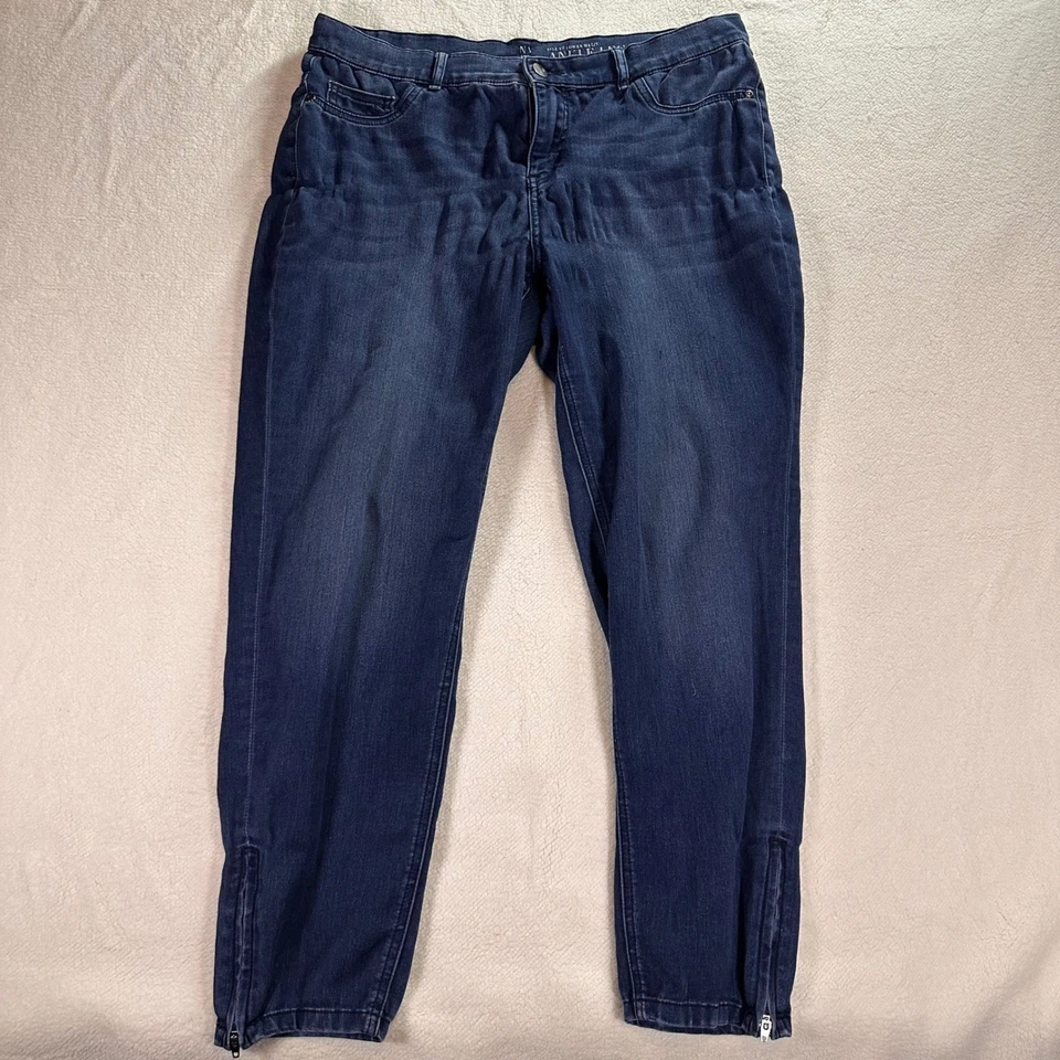 NY&C Leggings al Tobillo para Mujer Talla 14 Azul Denim Lavado Oscuro Cremallera Pantalones Informales Foto 1 de 4