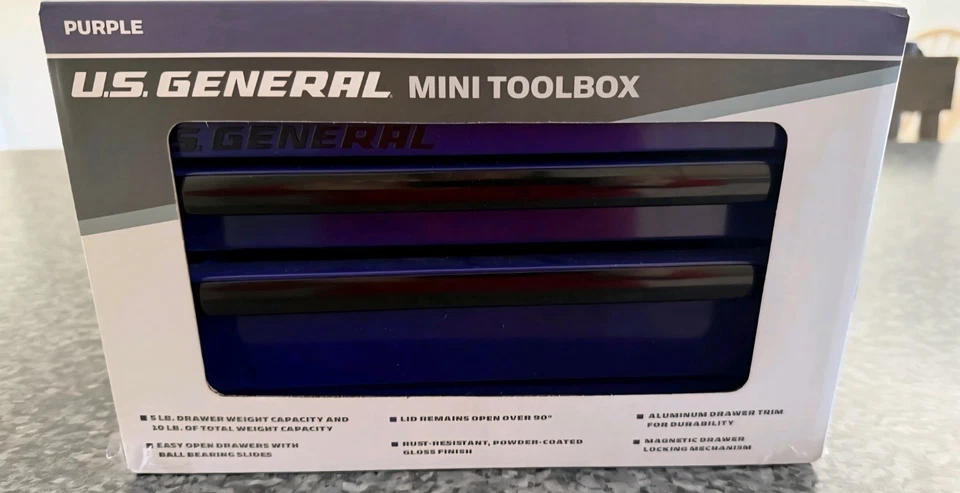 U.S. General Purple Mini Toolbox 2 Drawers Office Home Work NEW Harbor Freight - Image 1 of 3