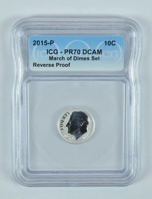2015-P Roosevelt Dime March Of Dimes Set Reverse PR70 DCAM ICG - Image 1 of 4