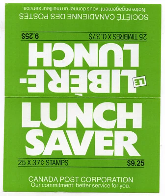Canada BK98b VF MNH booklet, 37c Parliament 1988 definitive, Lunch Saver cover — 第 1/2 张图片