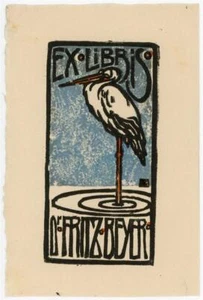 unbekannt - Exlibris von Dr. Fritz Beyer - kolorierter Holzschnitt - o.J. - Imagen 1 de 1