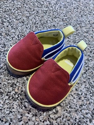 Toms Infant Baby Toddler Red Blue Yellow Crib Shoes Size 3T Great Condition - Image 1 of 4