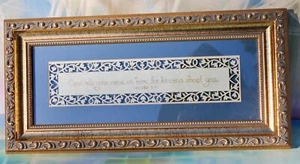 Wall Decor: Cast all your cares on Him, for He cares.. Scissor Cut, 12x6 New - Picture 1 of 10