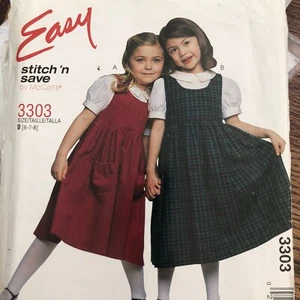 McCalls Easy Pattern 3303 Girls Jumper Back Button Blouse SZ 6 7 8 UNCUT 2001 - Picture 1 of 2