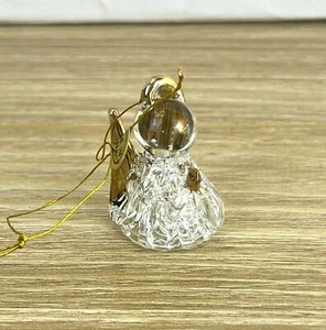 Handcrafted Glass Angel Ornament With Gold Accents & Hanging Loop 1.25" - Picture 1 of 5