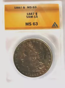 1887 P ANACS MS 63 VAM 15 Doubled Stars & RIB - Picture 1 of 6