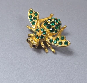 ⭐️ JOAN RIVERS Hummel Brosche Emaille grün Smaragd Geburtsstein - DMG - Bild 1 von 4