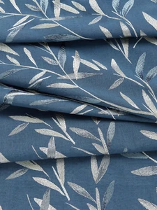 John Lewis Langley Fabric Leaf Navy 3.5m RRP £35m - Picture 1 of 7