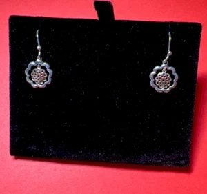 Earrings 18ct Rose Gold and sterling Silver Paisley Floral - Picture 1 of 2