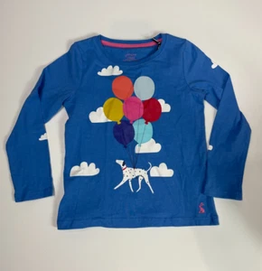 NEW Joules Gilrs Blue Long Sleeve Dalmatian Balloon Print Shirt Size 5 Years - Picture 1 of 3
