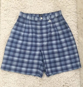 Callaway Golf Nordstrom Women’s Size 8 Pleated Shorts 100% Tencel Blue Plaid - Picture 1 of 12