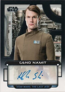 Tarjeta autógrafa de Star Wars Galactic Files 2018, Hugh Skinner (Geno Namit) #424/440 - Imagen 1 de 2