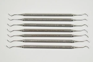 Hu-Friedy Dental Curettes SET of 7 # DSC13/14 with #2 Octagon Handles - New - Picture 1 of 4