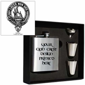 Art Pewter MacKenzie Clan Crest 6oz Hip Flask Box Set (S) HF6 S-C65 Scottish - Picture 1 of 2