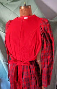 Vintage 1960's Betsey Johnsons' junior/kid red plaid corduroy jumpsuit sz 14 - Picture 1 of 9