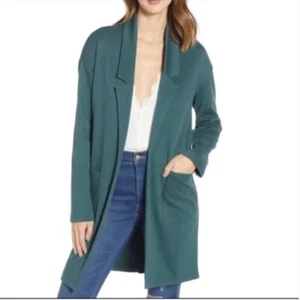Leith Teal Long Blazer Jacket Duster Business Casual Size XS - Picture 1 of 9