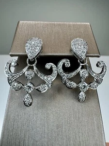 18ct Gold 1.02ct Natural Round Brilliant Cut Diamond Drop Earrings Certified - Picture 1 of 6