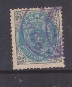 DENMARK, 1875 4o. Blue & Grey, Purple postmark. - Picture 1 of 1