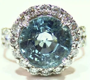 GIA 10.19CT 14K Gold Natural Paraiba Tourmaline Diamond Vintage Engagement Ring  - Picture 1 of 10