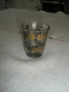 NEW ORLEANS Shot Glass Black & Gold w/ scenes - Picture 1 of 10