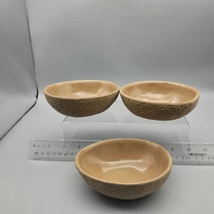 Mid Century Vintage Textured Cantaloupe Ceramic Bowls Set Of 3 Beige - Picture 1 of 10