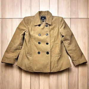 Mossimo Womens XL Corduroy Double Breasted Jacket Tan waist length fall warm - Picture 1 of 12