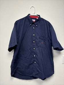 Vintage Bugle Boy Mens Shirt Blue Size XL Short Sleeve Button Up Pocket Collar - Picture 1 of 4