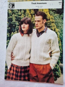 Tivoli Knitting Pattern 215 - Ladies and Mens Aran Sweaters - VGC - Picture 1 of 2