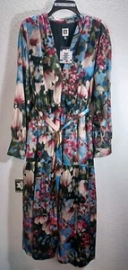 Anne Klein Women's Floral-Print Belted V Neck Dress Size XL NWT - Picture 1 of 9