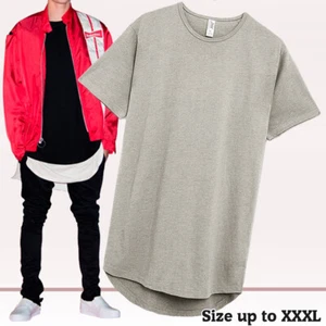 T-Shirt lässig Extended Drop Cut extra Longline Rundhalsausschnitt (grau) - Bild 1 von 6