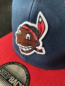 CHIEF WAHOO THROWBACK CLASSIC VINTAGE LOGO SNAPBACK HAT CAP RED & BLUE NEW NWT - Picture 1 of 4