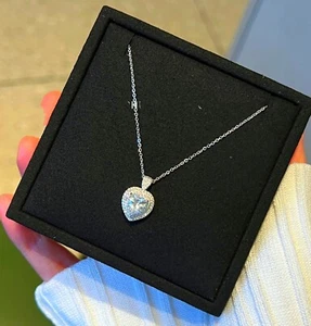 Elevated Heart Pendant 925 Sterling Silver Necklace Women Jewellery Gift - Picture 1 of 4