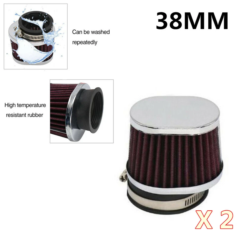2 x 38mm Accessory Tapered Air Filters Cleaner Pod Motorcycle Replacement Parts — 第 1/4 张图片