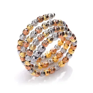 3-Colour Silver Jewelco London Sparkling Raindrop Eternity Wrap Ring - Picture 1 of 3