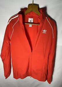 Adidas Orange White Windbreaker Size S/M Men Light Jacket - Picture 1 of 13