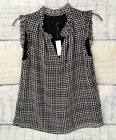 White House Black Market Keyhole Houndstooth Blouse Lined Top Size Small