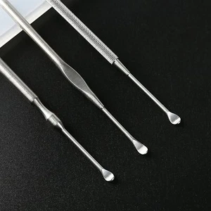 3tlg Ohr Plektrum Reinigungsset Ohrenschmalzentferner Reiniger Kürettenset mit Etui Edelstahl - Bild 1 von 5