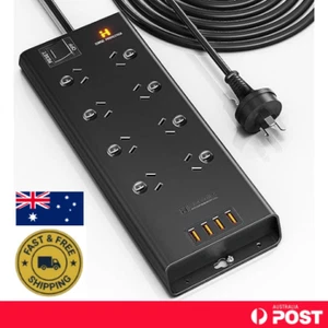 Smart Power Board with 4 Outlets 4 USB Charging Ports Surge Overload Protect - Picture 1 of 7
