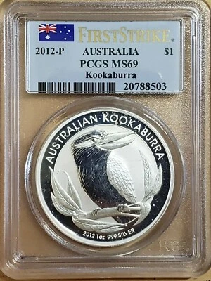 2012 P Australia 1 oz .999 Silver Kookaburra PCGS MS69 First Strike - Image 1 of 2