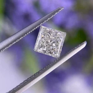 1Ct Natural D Color Lab Grown Diamond Princess Cut VVS1 Clarity Certified - Picture 1 of 14