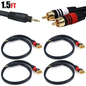 4x 1.5FT 3.5mm Stereo Male to 2 RCA Male AUX Audio Splitter Y Adapter Cable Gold - Picture 1 of 4