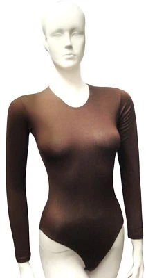ELEGANCE BROWN BODYSUIT STRETCH ROUND NECK LONG SLEEVE XL(UK 16)