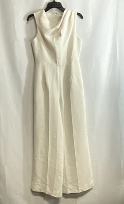 Mono para mujer Banana Republic blanco de pierna ancha sin mangas cuello falso talla 4 nuevo con etiquetas Foto 1 de 4