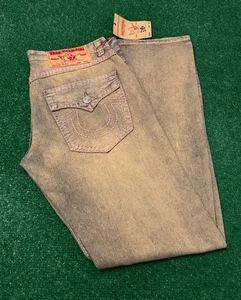 Vintage Y2K True Religion Distressed Thick Pink Stitch Baggy VTG Jeans Mens 38 - Picture 1 of 7