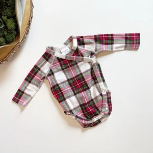 Hanna Andersson Organic Holiday Plaid Kimono Longsleeve Bodysuit | 0-3m - Picture 1 of 4