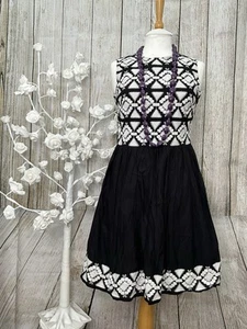 Red Herring Black And White Cotton Sleeveless Dress, Fully Lined Size 10. - Picture 1 of 14