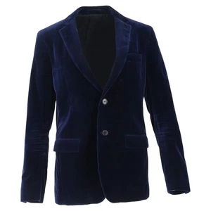 Blazer Salvatore Ferragamo de un solo pecho con bolsillos en terciopelo azul marino - Imagen 1 de 3